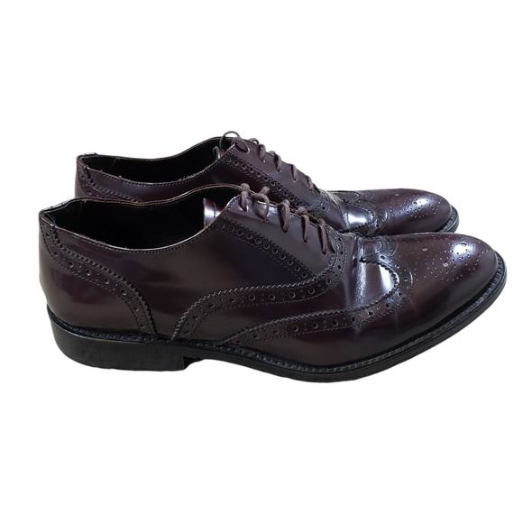 To Boot New York Adam Derrick Men Shoes 8 Burgundy Leather Wingtip Oxford Brogue - Picture 1 of 12